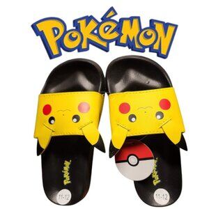 NEW Boy's Size 11 - 12 Sandals Pikachu Pokemon Yellow Black NEW Slides Shoes